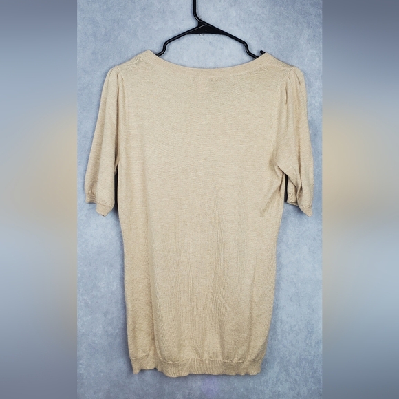 Banana‎ Republic Women’s Beige Short Sleeve Breathable  Silk Cotton Top Size M - Picture 6 of 6